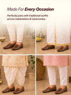 Men Brown Wedding Party Evening Ethnic Colorblocked Slip On Juttis and Mojaris