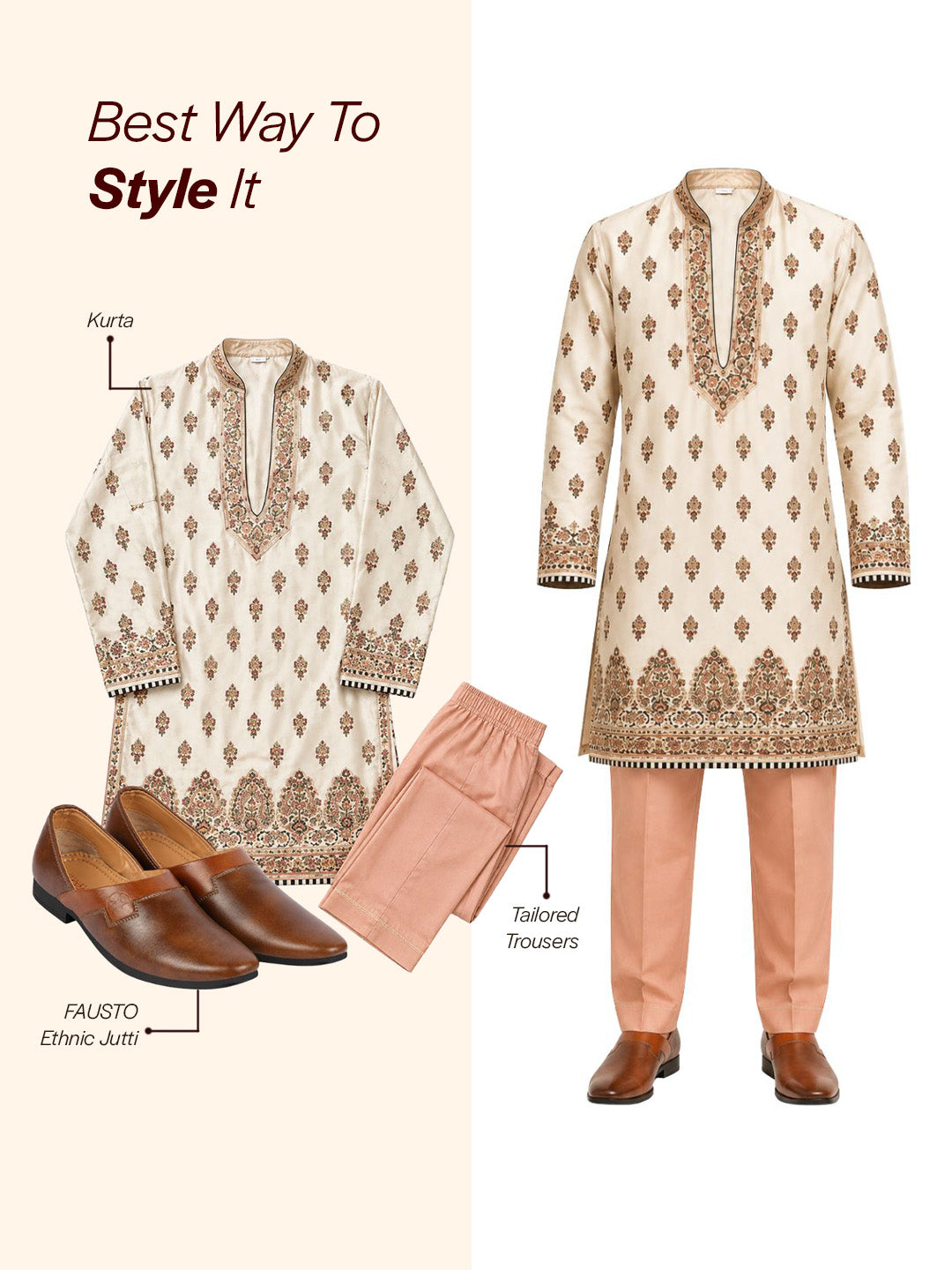 Men Brown Wedding Party Evening Ethnic Colorblocked Slip On Juttis and Mojaris