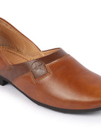Shop Men Tan Wedding Party Evening Ethnic Colorblocked Slip On Juttis and Mojaris Online.