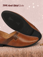 Shop Men Tan Wedding Party Evening Ethnic Colorblocked Slip On Juttis and Mojaris Online.