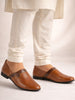 Men Tan Wedding Party Evening Ethnic Colorblocked Slip On Juttis and Mojaris