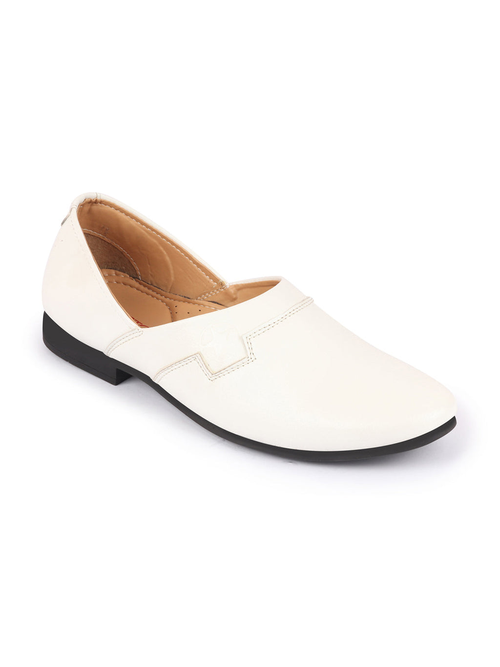 Shop Men White Wedding Party Evening Ethnic Colorblocked Slip On Juttis and Mojaris Online.