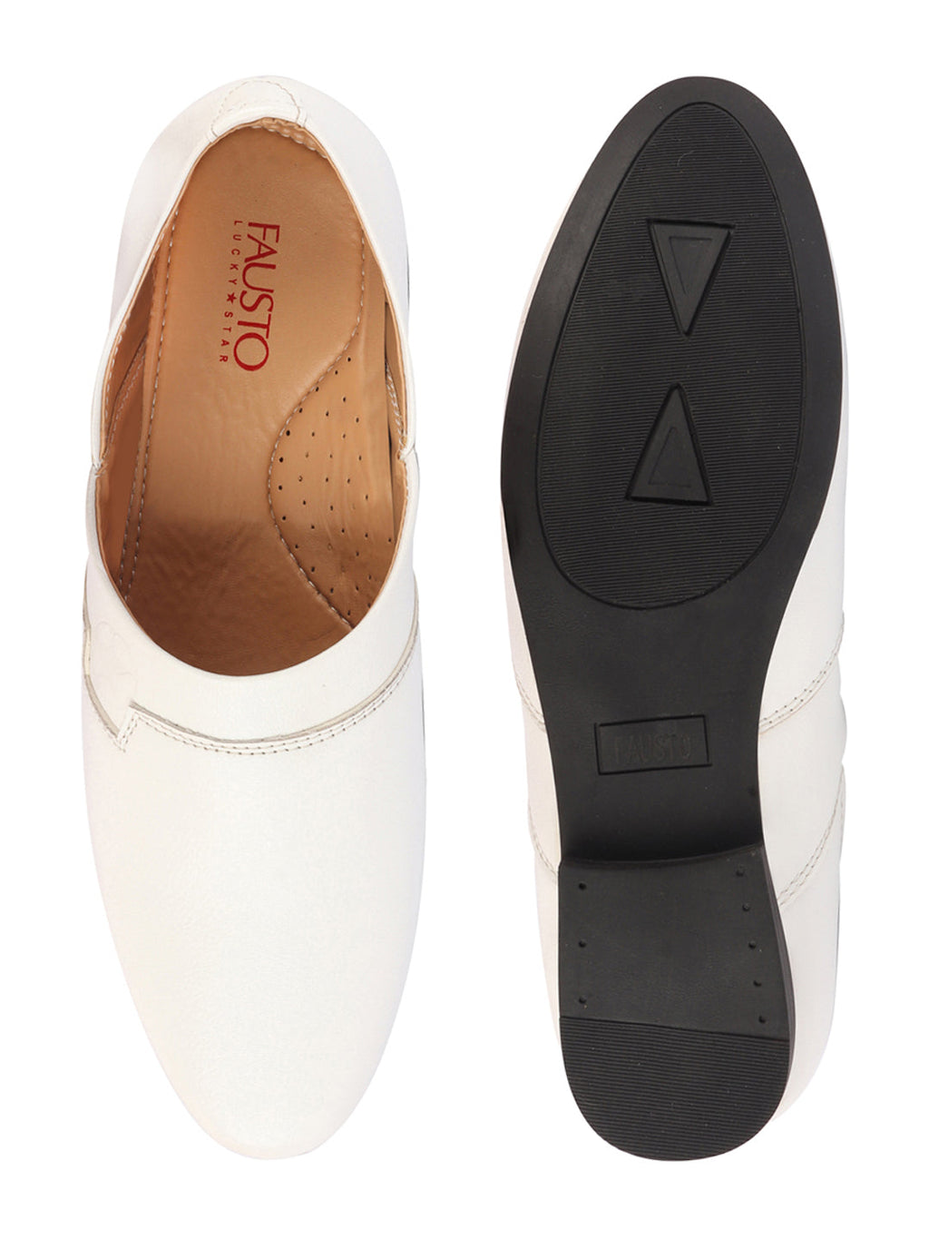 Shop Men White Wedding Party Evening Ethnic Colorblocked Slip On Juttis and Mojaris Online.