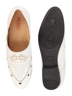 Shop Men White Ethnic Wedding Party Laser Cut Perforated Design Slip On Juttis and Mojaris Online.