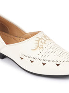 Shop Men White Ethnic Wedding Party Laser Cut Perforated Design Slip On Juttis and Mojaris Online.