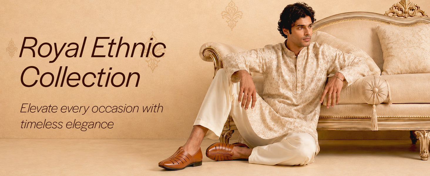 Men Tan Ethnic Wedding Party Laser Cut Design Slip On Juttis and Mojaris
