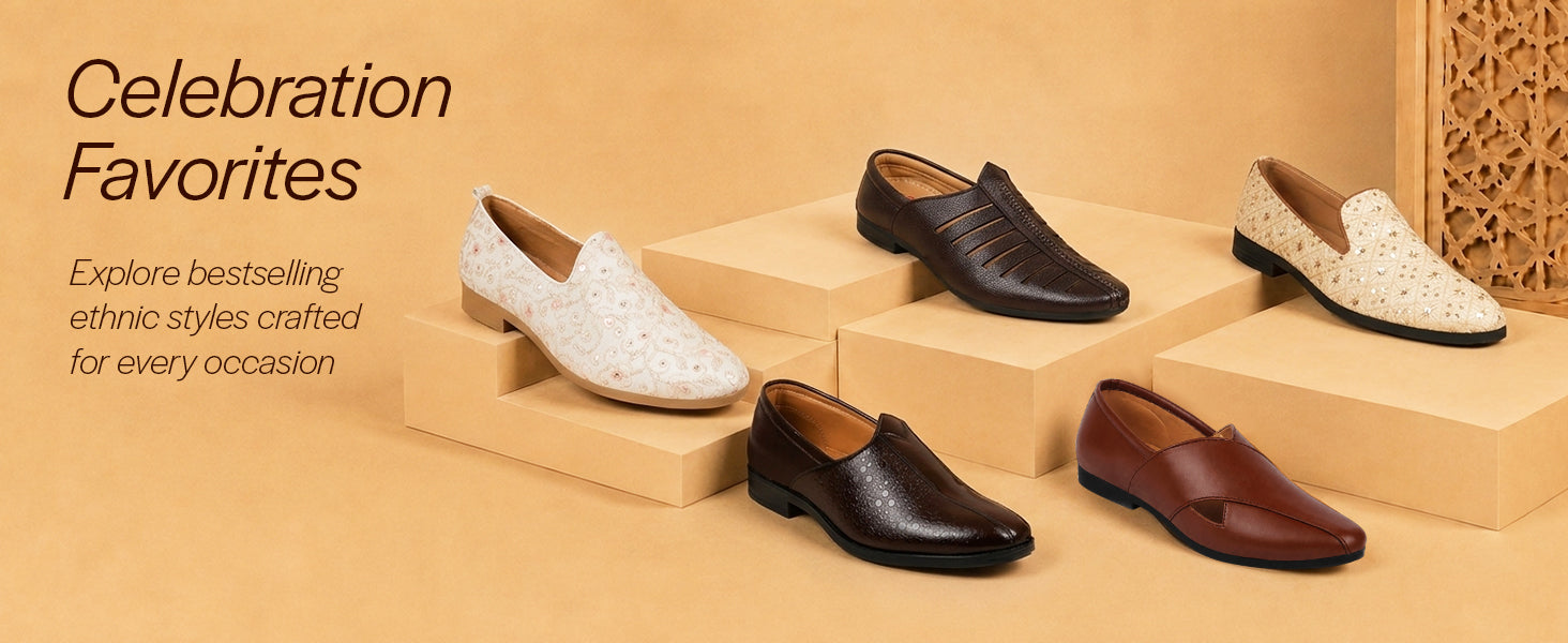 Men Tan Ethnic Wedding Party Laser Cut Design Slip On Juttis and Mojaris