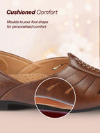 men brown ethnic wedding party laser cut design slip on juttis and mojaris