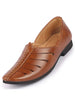 Men Tan Ethnic Wedding Party Laser Cut Design Slip On Juttis and Mojaris