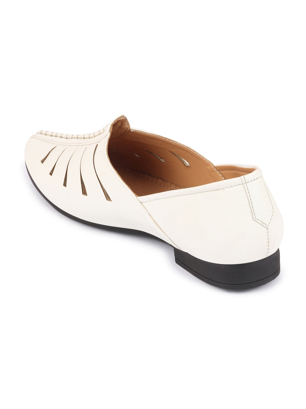 Shop Men White Ethnic Wedding Party Laser Cut Design Slip On Juttis and Mojaris Online.