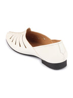 Shop Men White Ethnic Wedding Party Laser Cut Design Slip On Juttis and Mojaris Online.