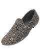 Men Brown Floral Print Embellish Design Ethnic Wedding Party Pom Slip on Shoes