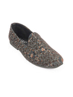 Shop Men Brown Floral Print Embellish Design Ethnic Wedding Party Pom Slip on Shoes Online.