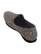 Shop Men Brown Floral Print Embellish Design Ethnic Wedding Party Pom Slip on Shoes Online.