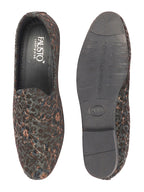 Shop Men Brown Floral Print Embellish Design Ethnic Wedding Party Pom Slip on Shoes Online.
