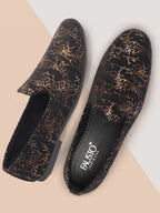 men black velvet printed design ethnic wedding party prom slip on loafer shoes