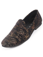 men black velvet printed design ethnic wedding party prom slip on loafer shoes