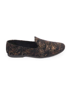 men black velvet printed design ethnic wedding party prom slip on loafer shoes