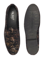 men black velvet printed design ethnic wedding party prom slip on loafer shoes