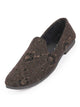 Men Black Floral Print Embellish Design Ethnic Wedding Party Pom Slip on Shoes