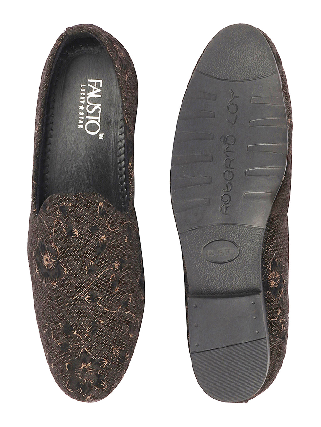 Shop Men Black Floral Print Embellish Design Ethnic Wedding Party Pom Slip on Shoes Online.