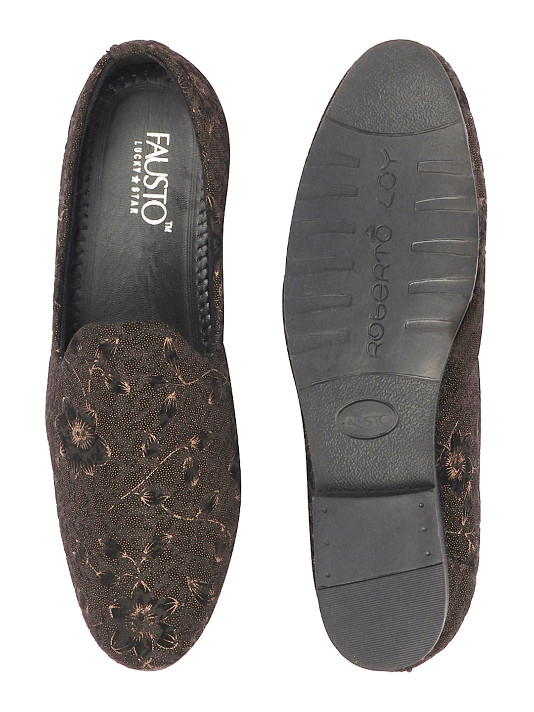 Shop Men Black Floral Print Embellish Design Ethnic Wedding Party Pom Slip on Shoes Online.