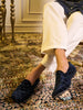 Men Blue Embellish Design Ethnic Wedding Party Pom Slip on Shoes