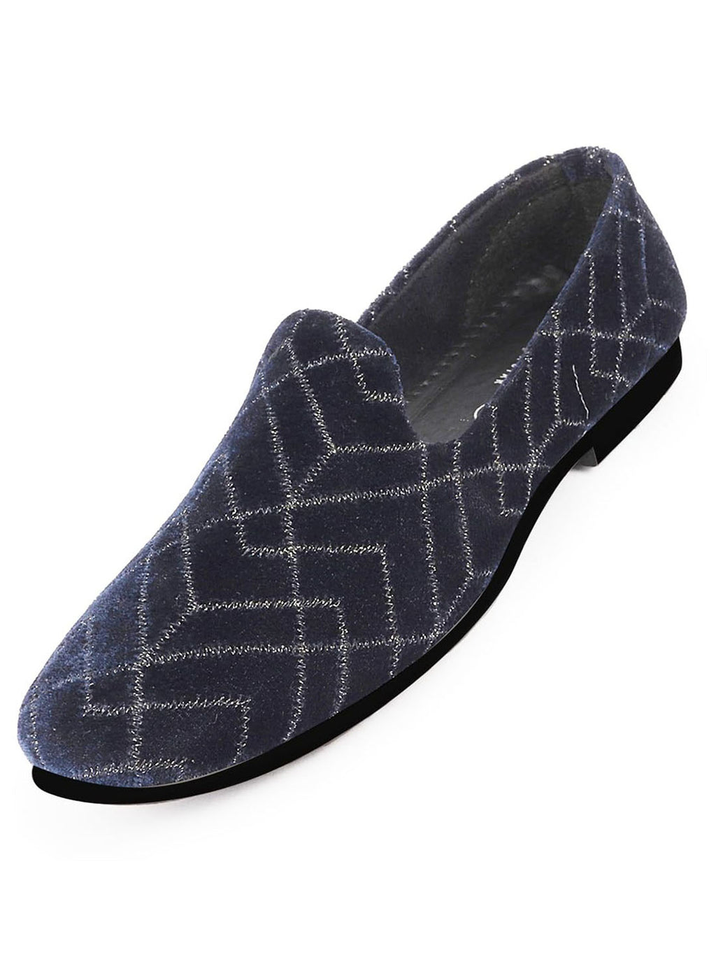 Shop Men Blue Embellish Design Ethnic Wedding Party Pom Slip on Shoes Online.