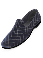 Shop Men Blue Embellish Design Ethnic Wedding Party Pom Slip on Shoes Online.