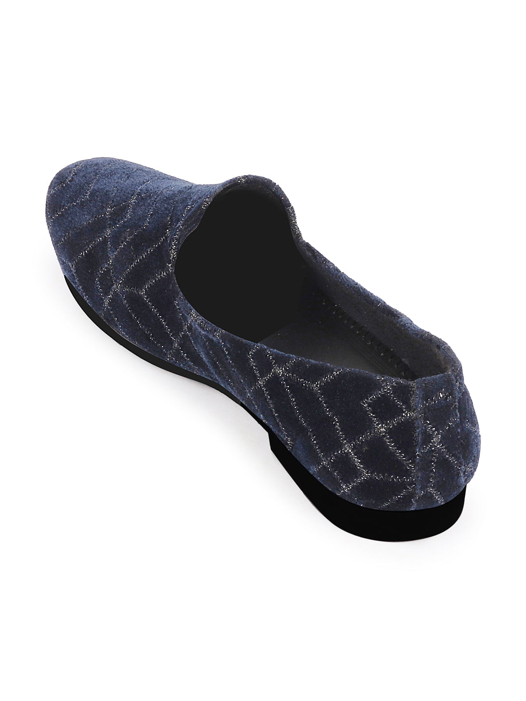 Shop Men Blue Embellish Design Ethnic Wedding Party Pom Slip on Shoes Online.