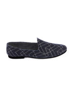 Shop Men Blue Embellish Design Ethnic Wedding Party Pom Slip on Shoes Online.