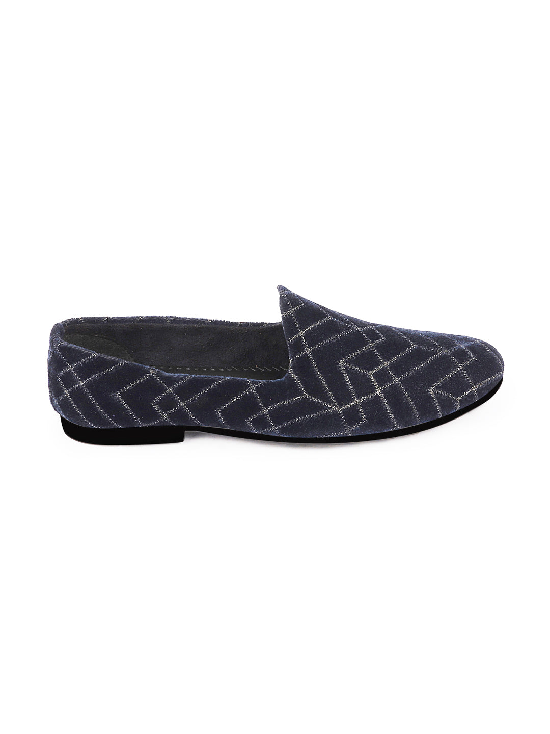 Shop Men Blue Embellish Design Ethnic Wedding Party Pom Slip on Shoes Online.