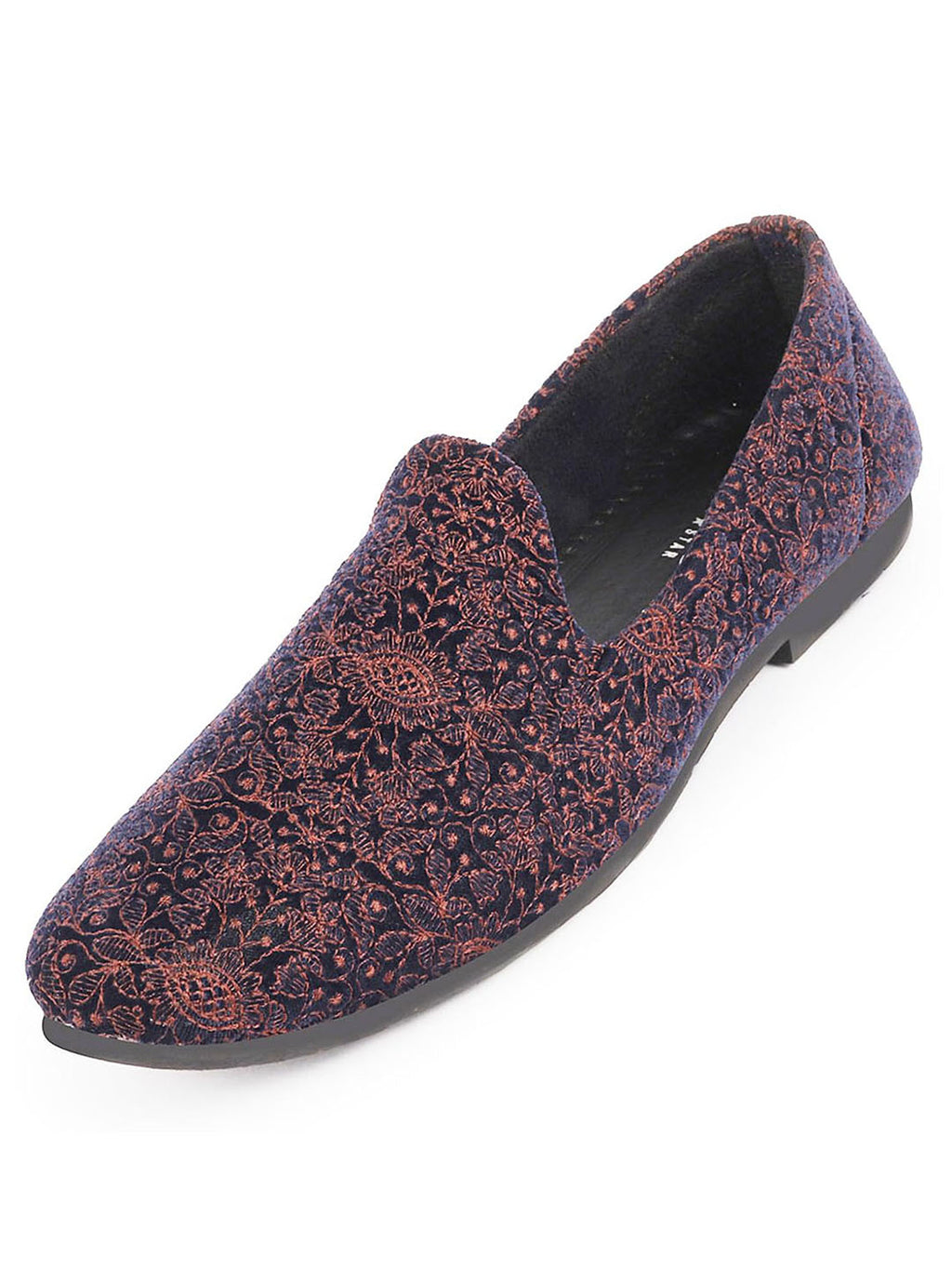 Men Cherry Embroidery Floral Print Design Ethnic Wedding Party Pom Slip on Shoes