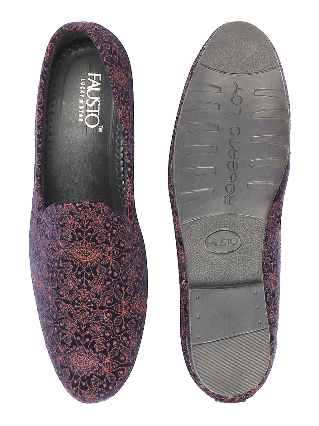 Shop Men Cherry Embroidery Floral Print Design Ethnic Wedding Party Pom Slip on Shoes Online.