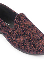 Shop Men Cherry Embroidery Floral Print Design Ethnic Wedding Party Pom Slip on Shoes Online.