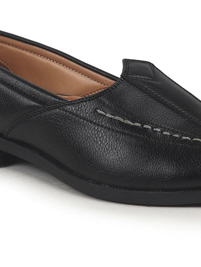 Shop Men Black Broad Feet Traditional Wedding Slip On Ethnic Juttis and Mojaris|Party Slip On Evening Shoes|Striped Textured Mojaris Online.