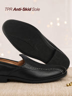 shop men black broad feet traditional wedding slip on ethnic juttis and mojaris|party slip on evening shoes|striped textured mojaris online.