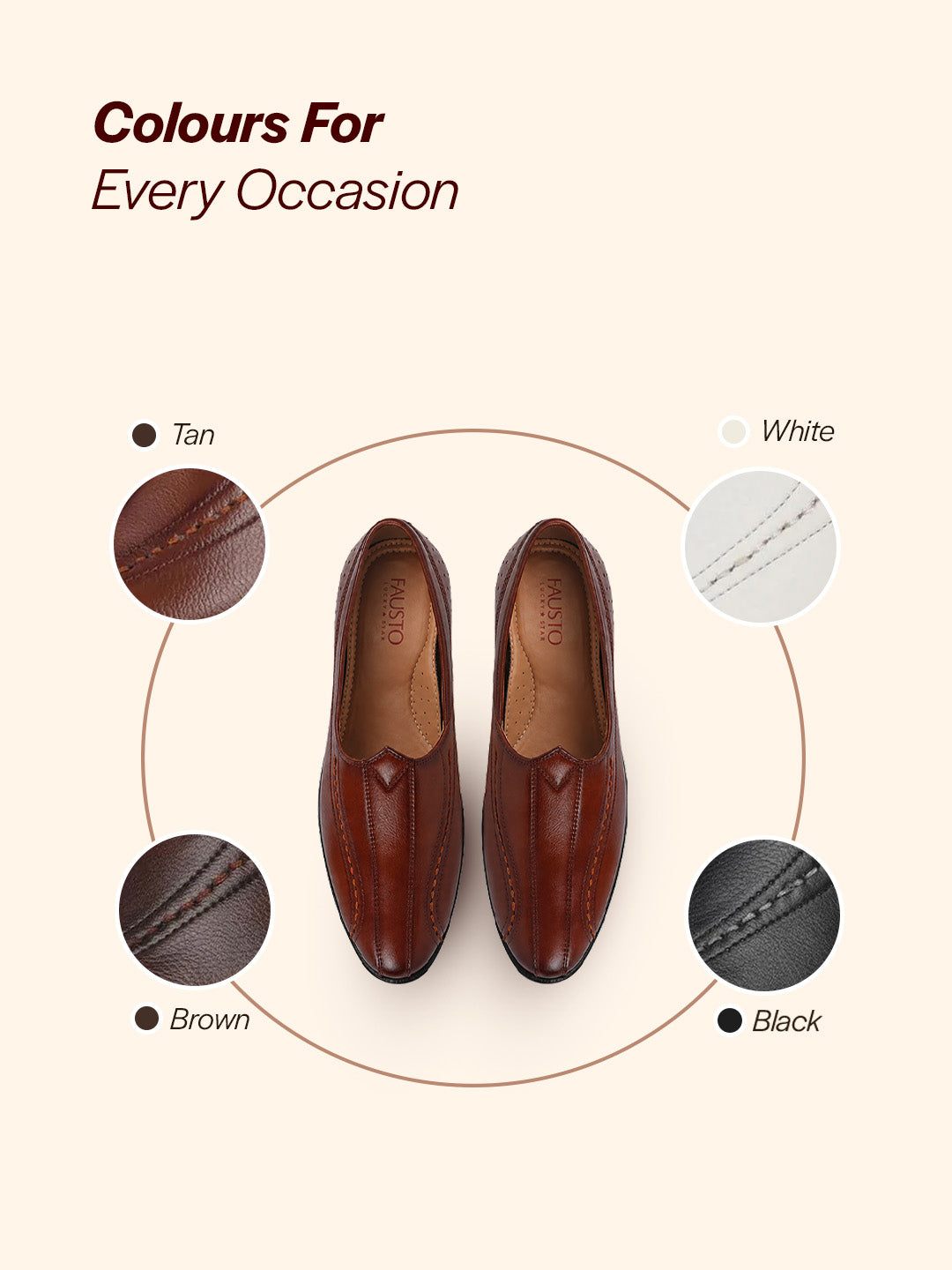 shop men tan broad feet traditional wedding slip on ethnic juttis and mojaris|party slip on evening shoes|striped textured mojaris online.