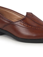 Shop Men Tan Broad Feet Traditional Wedding Slip On Ethnic Juttis and Mojaris|Party Slip On Evening Shoes|Striped Textured Mojaris Online.