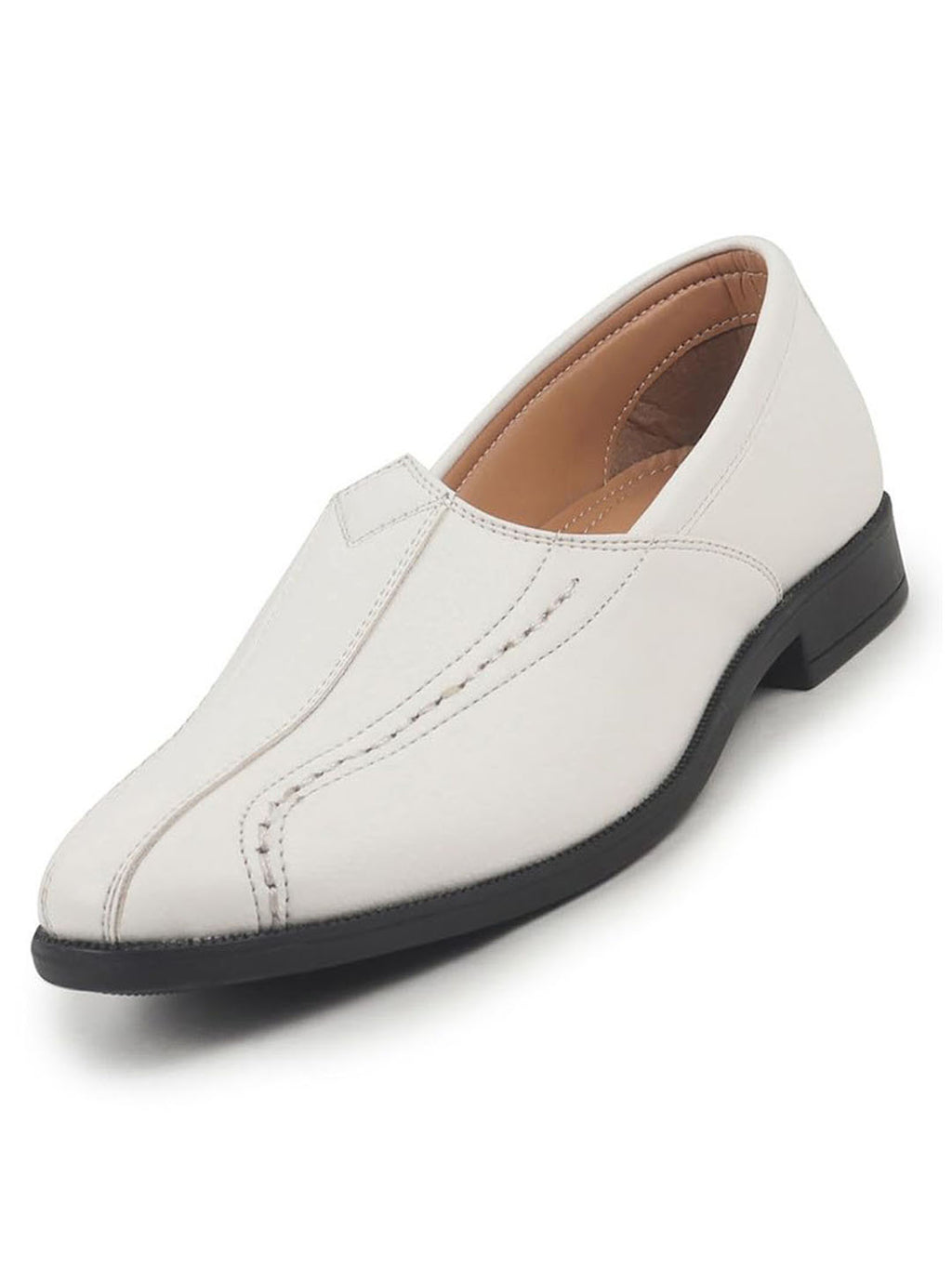 Shop Men White Broad Feet Traditional Wedding Slip On Ethnic Juttis and Mojaris|Party Slip On Evening Shoes|Striped Textured Mojaris Online.