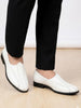 Men White Broad Feet Traditional Wedding Slip On Ethnic Juttis and Mojaris|Party Slip On Evening Shoes|Striped Textured Mojaris