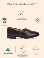 Shop Men Tan Party Ethnic Patent Textured Print Slip On Juttis and Mojaris