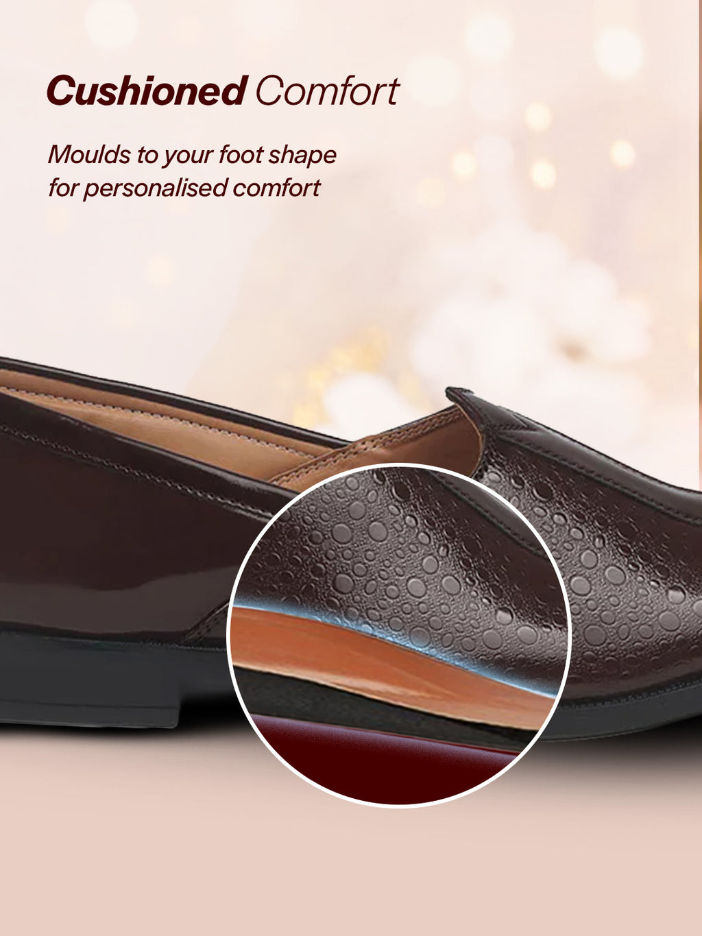 men tan party ethnic patent textured print slip on juttis and mojaris