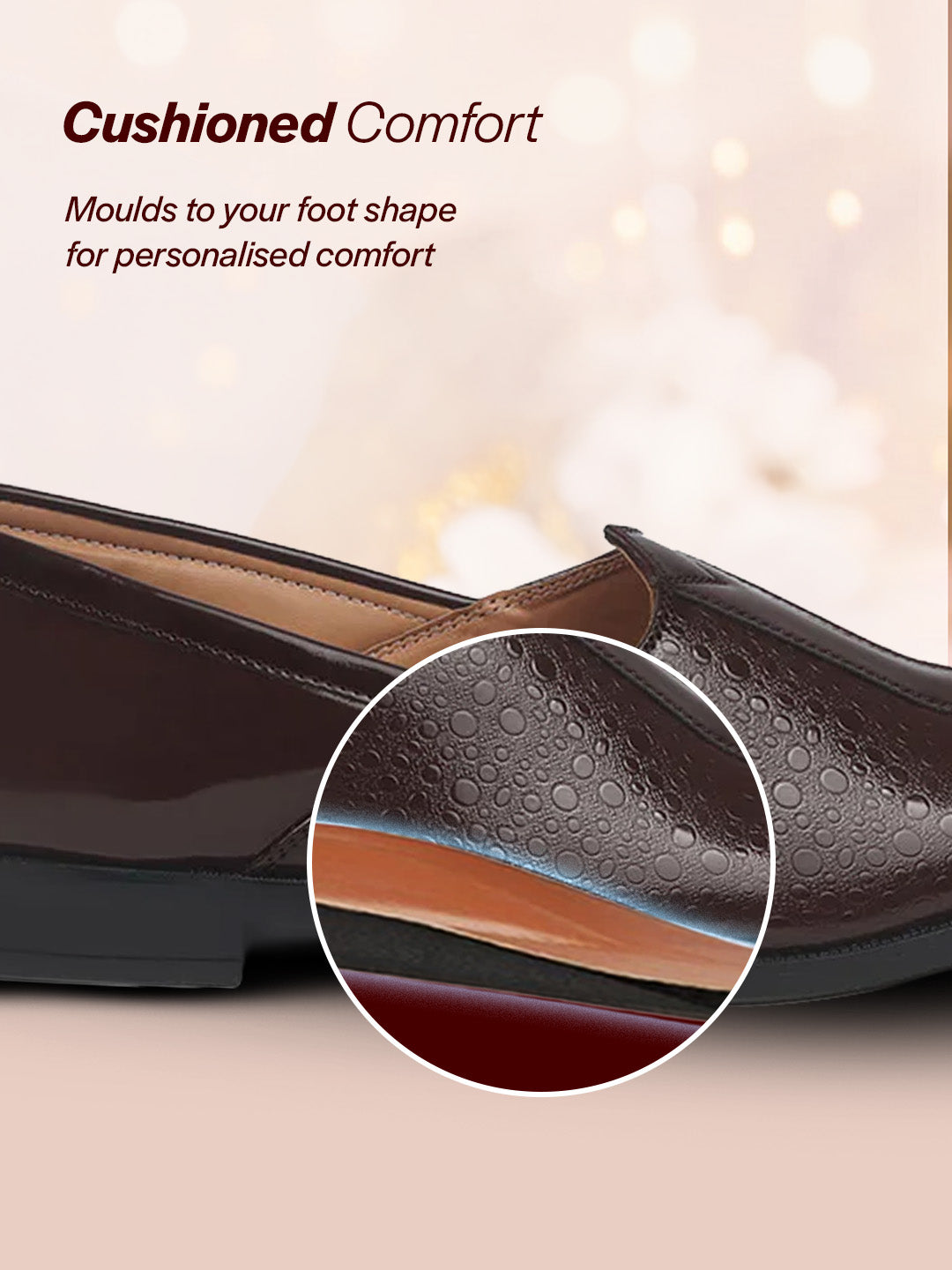 men tan party ethnic patent textured print slip on juttis and mojaris