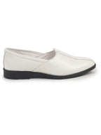 Shop Men White Party Ethnic Patent Textured Print Slip On Juttis and Mojaris|Wedding Slip On Shoes|Evening Comfort Insole Mojaris Online.