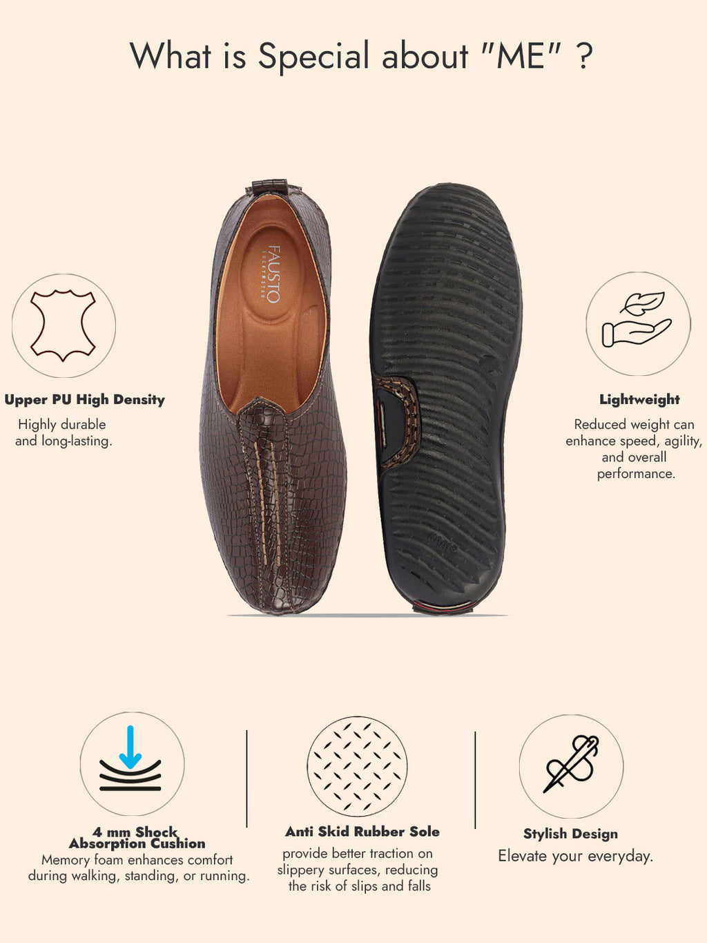 Men Brown Textured Ethnic Slip On Juttis and Mojaris for Wedding|Party Slip-On|Traditional Kurtas Shoes|Flexible Rubber Sole