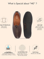 Men Brown Textured Ethnic Slip On Juttis and Mojaris for Wedding|Party Slip-On|Traditional Kurtas Shoes|Flexible Rubber Sole