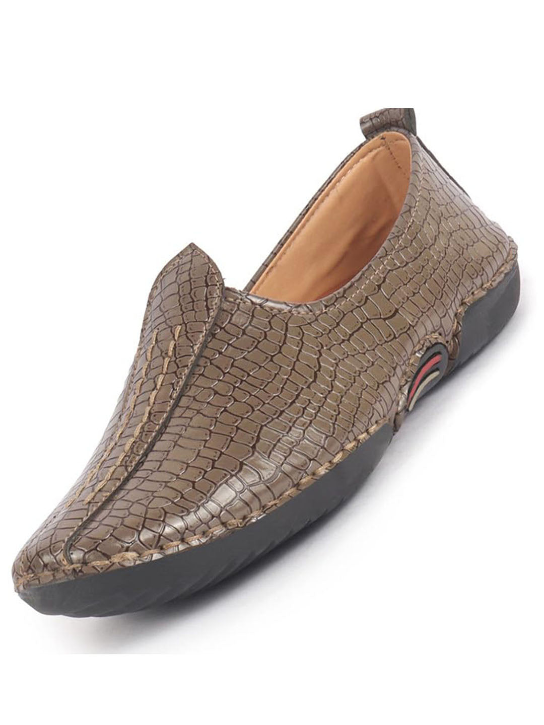 Men Camel Textured Ethnic Slip On Juttis and Mojaris for Wedding|Party Slip-On|Traditional Kurtas Shoes|Flexible Rubber Sole
