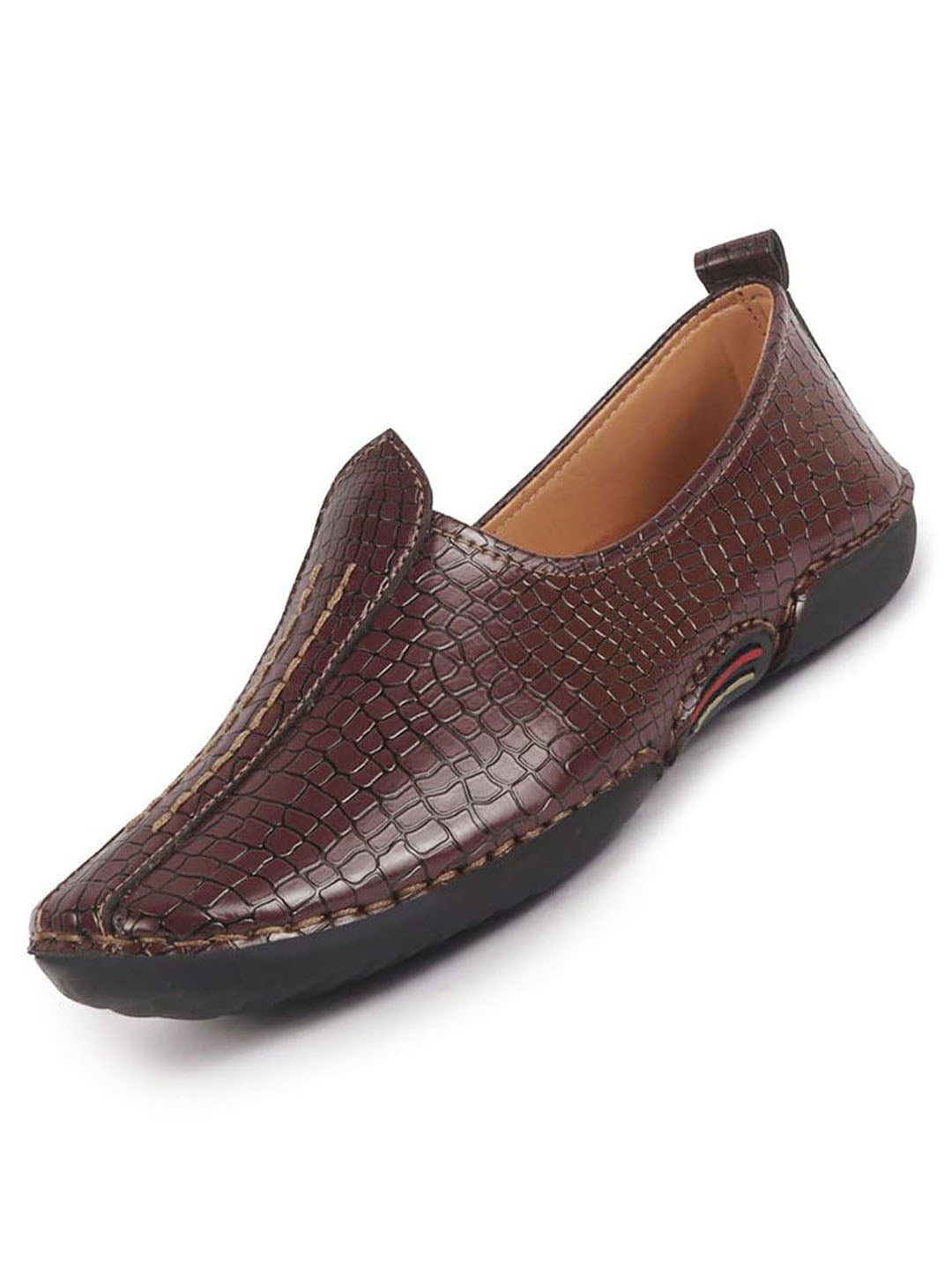 Men Cherry Textured Ethnic Slip On Juttis and Mojaris for Wedding|Party Slip-On|Traditional Kurtas Shoes|Flexible Rubber Sole
