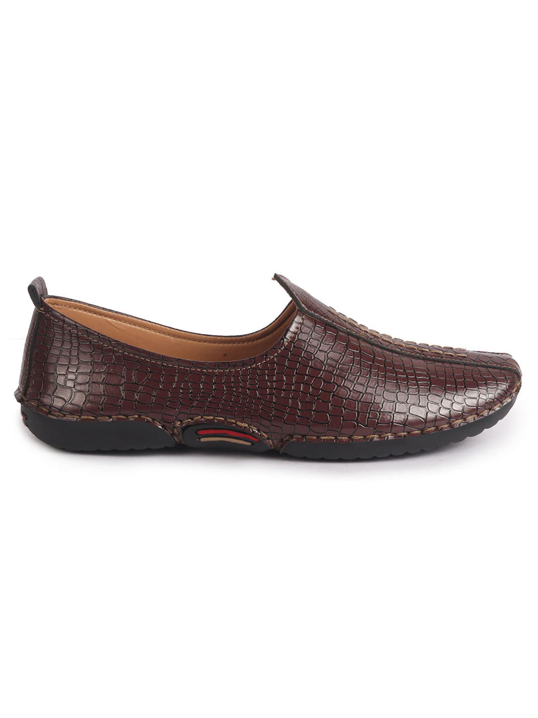 Men Cherry Textured Ethnic Slip On Juttis and Mojaris for Wedding|Party Slip-On|Traditional Kurtas Shoes|Flexible Rubber Sole